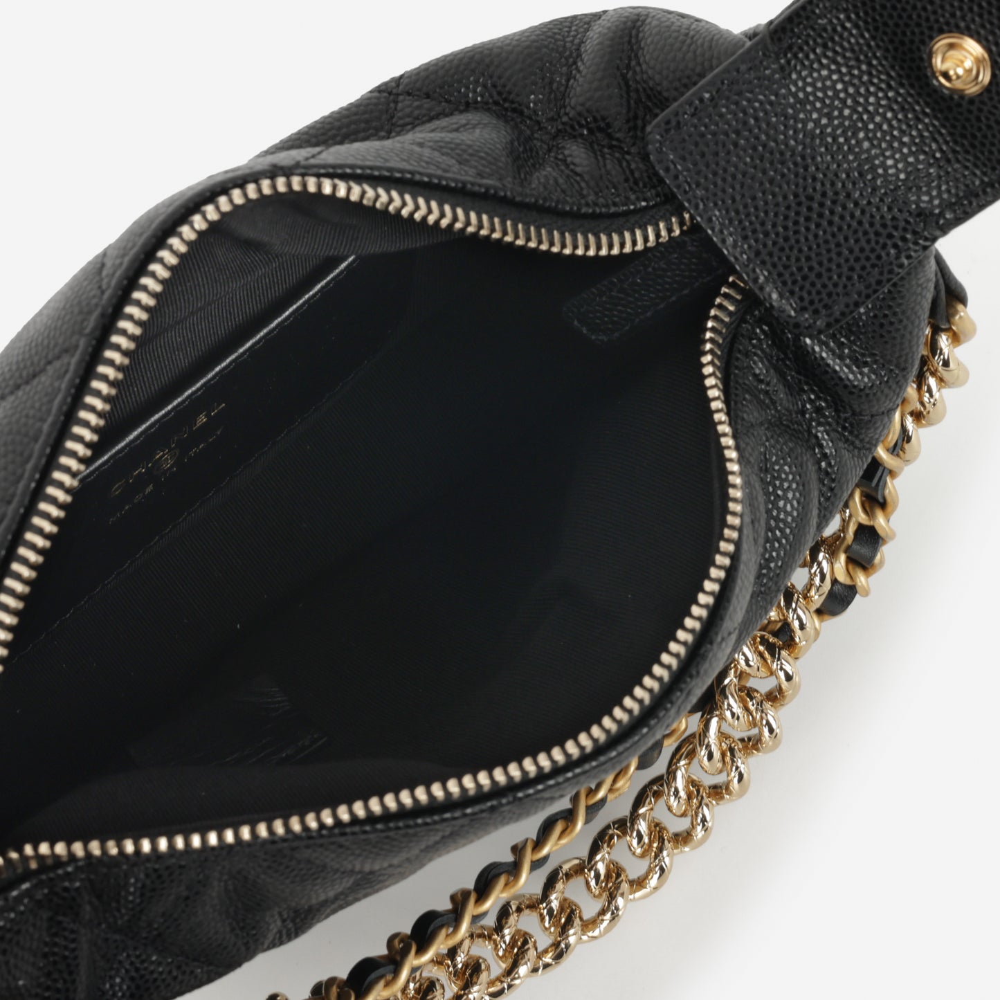 Chanel Half Moon Clutch Bag - Black Caviar | Gold Hardware