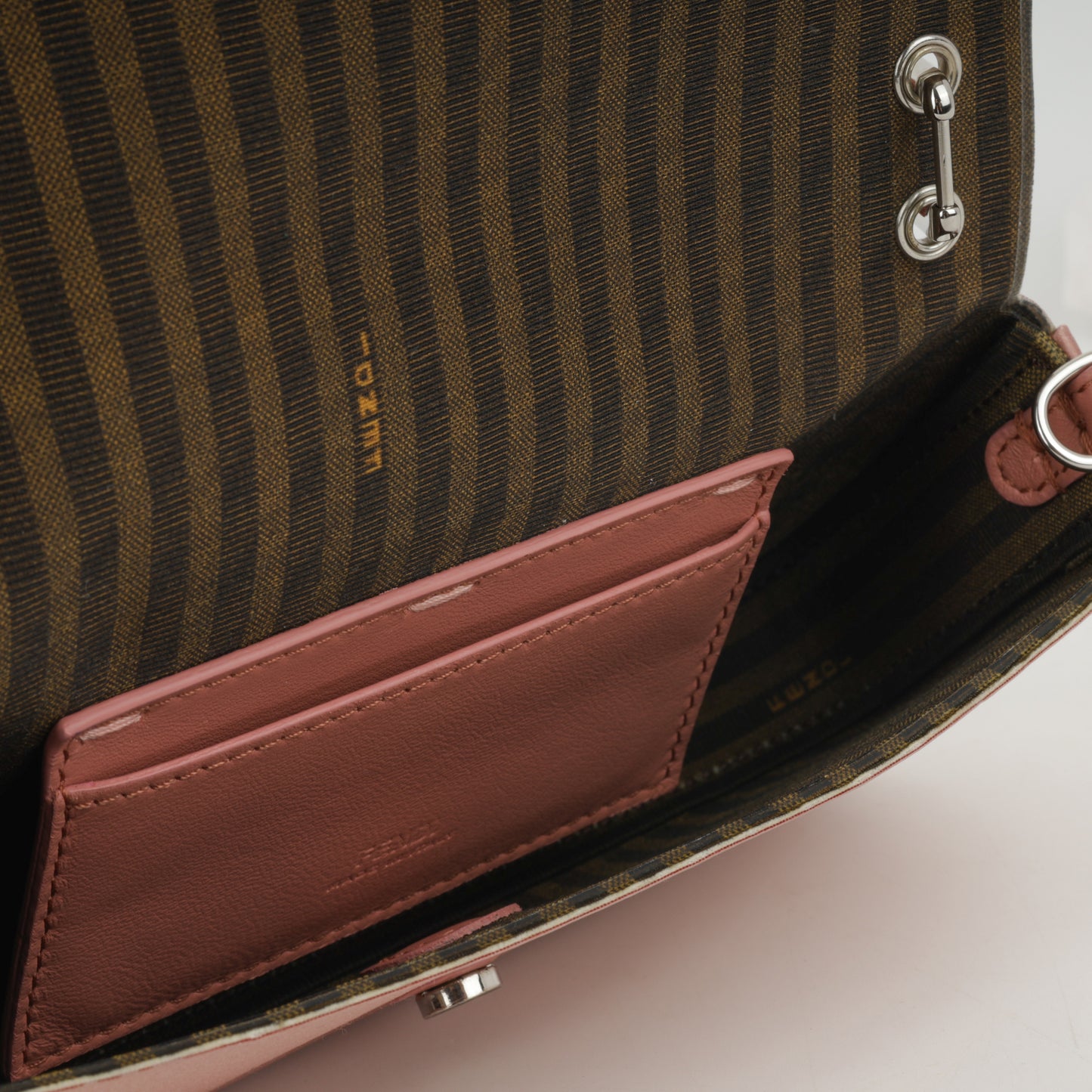 Fendi Baguette Phone Pouch - Pink Metallic Silk | Silver Hardware