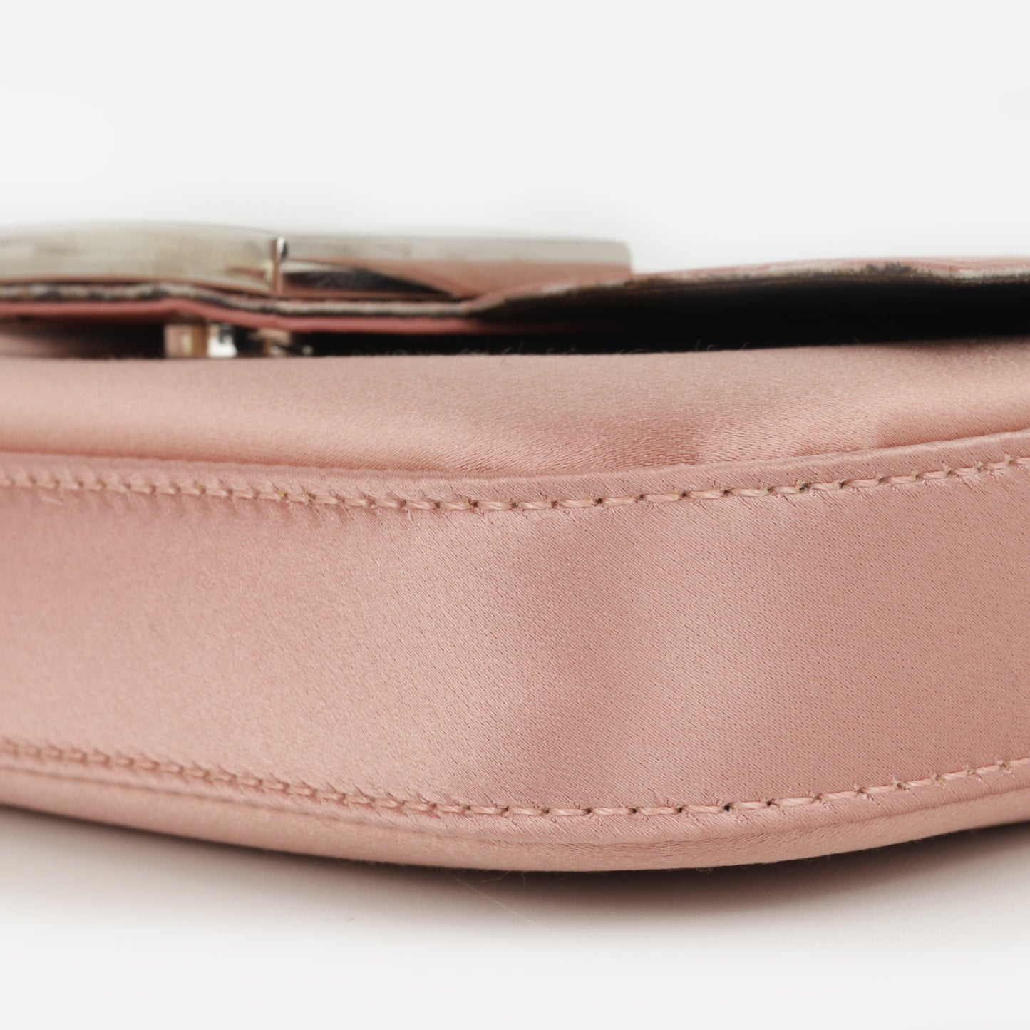 Fendi Baguette Phone Pouch - Pink Metallic Silk | Silver Hardware