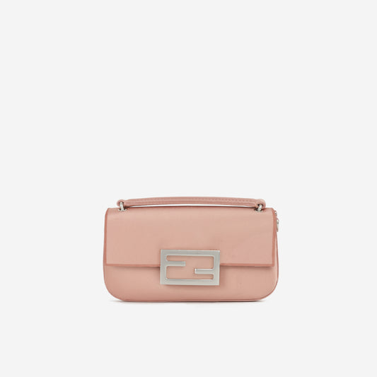 Fendi Baguette Phone Pouch - Pink Metallic Silk | Silver Hardware