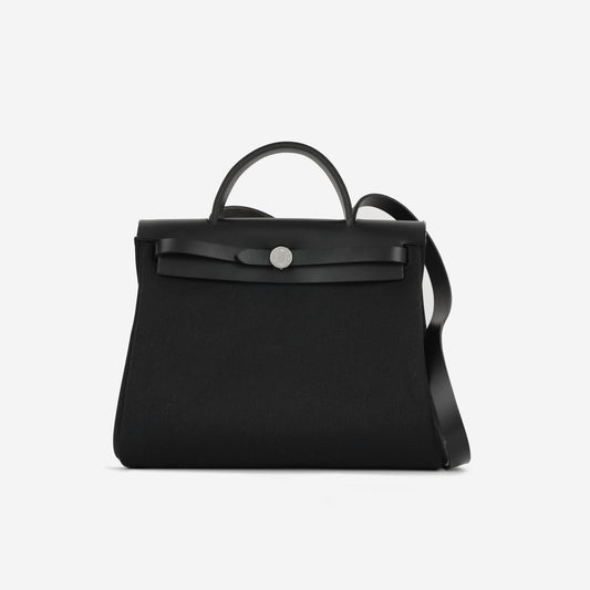 Hermès Herbag 31 - Black Canvas / Hunter | Palladium Hardware