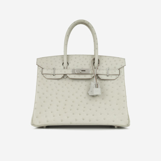 Hermès Birkin 30 - Gris Perle Ostrich | Palladium Hardware