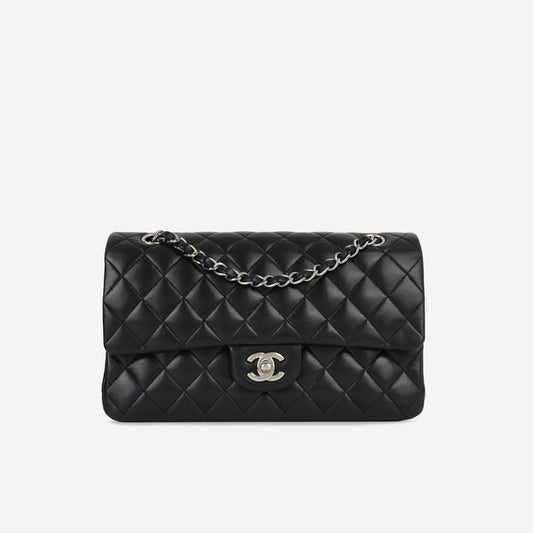 Chanel Medium Classic Flap - Black Lambskin | Silver Hardware