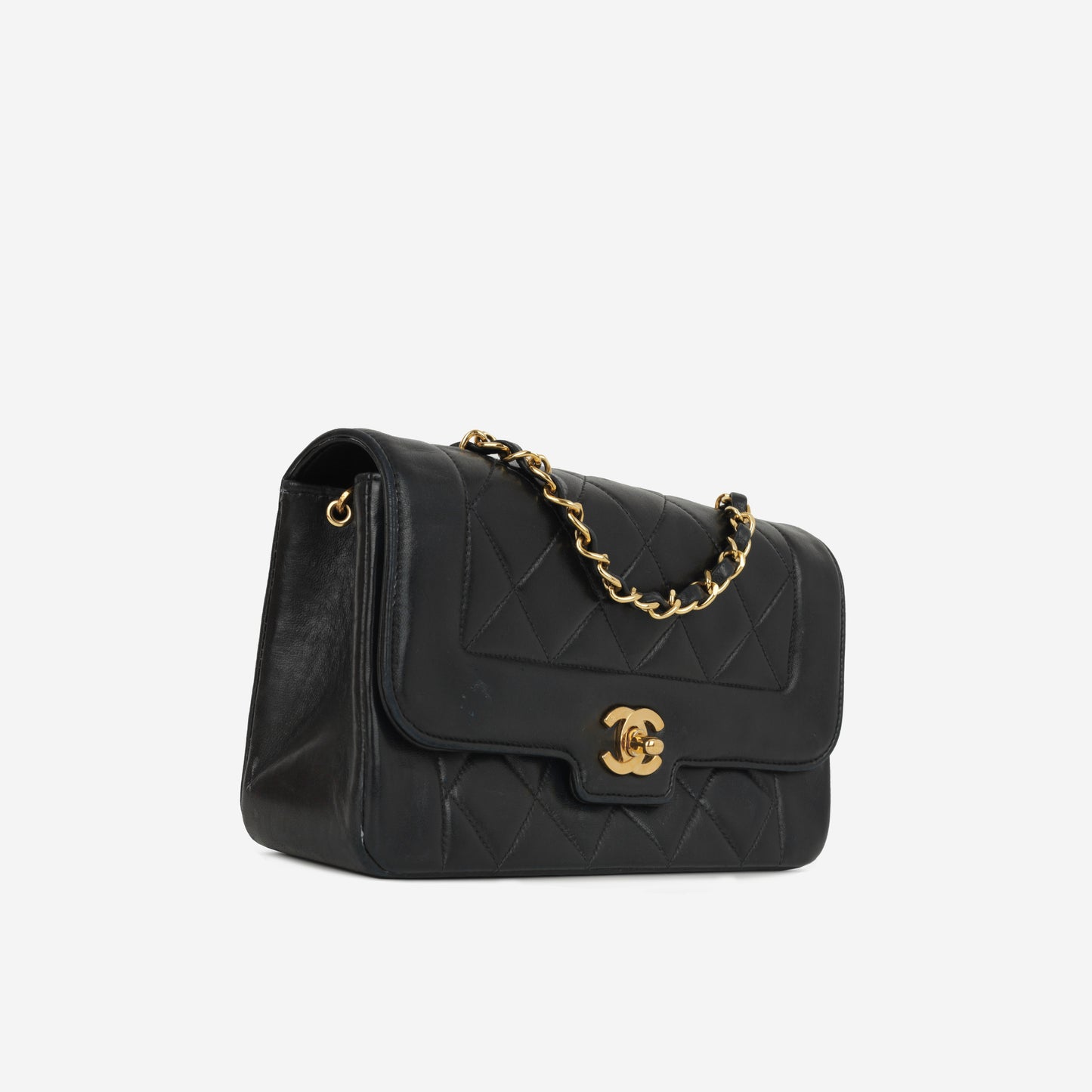 Chanel Vintage Small Diana Flap - Black Lambskin | Gold Hardware
