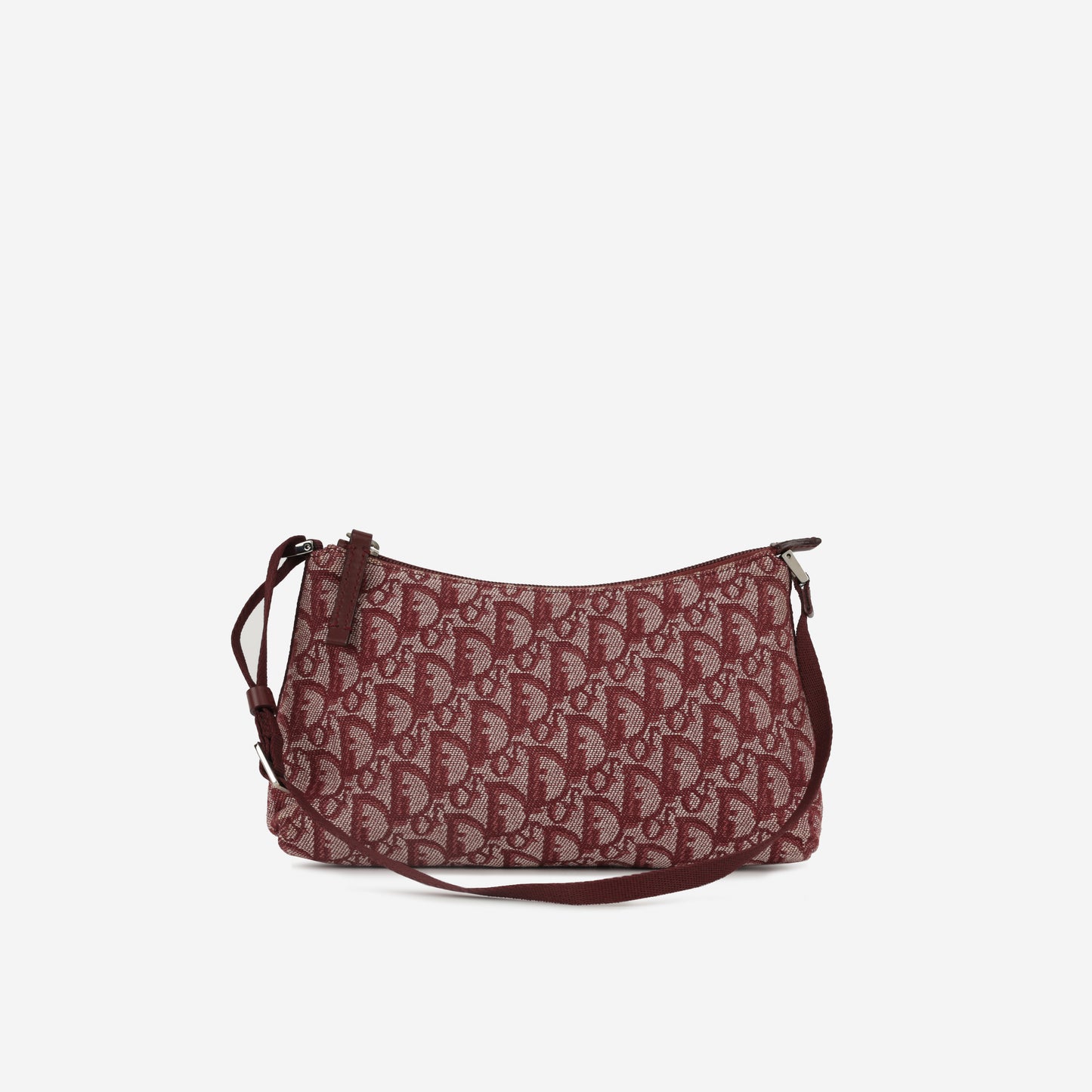Dior Vintage Trotter Shoulder Bag - Burgundy Oblique | Silver Hardware