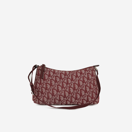 Dior Vintage Trotter Shoulder Bag - Burgundy Oblique | Silver Hardware