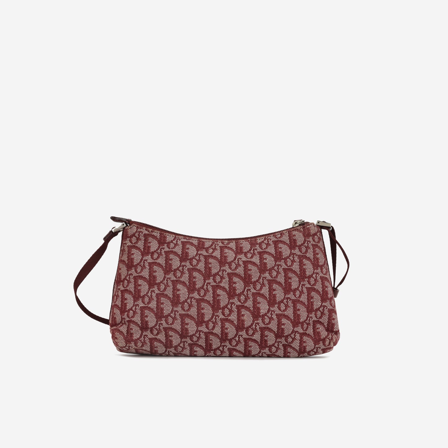 Dior Vintage Trotter Shoulder Bag - Burgundy Oblique | Silver Hardware
