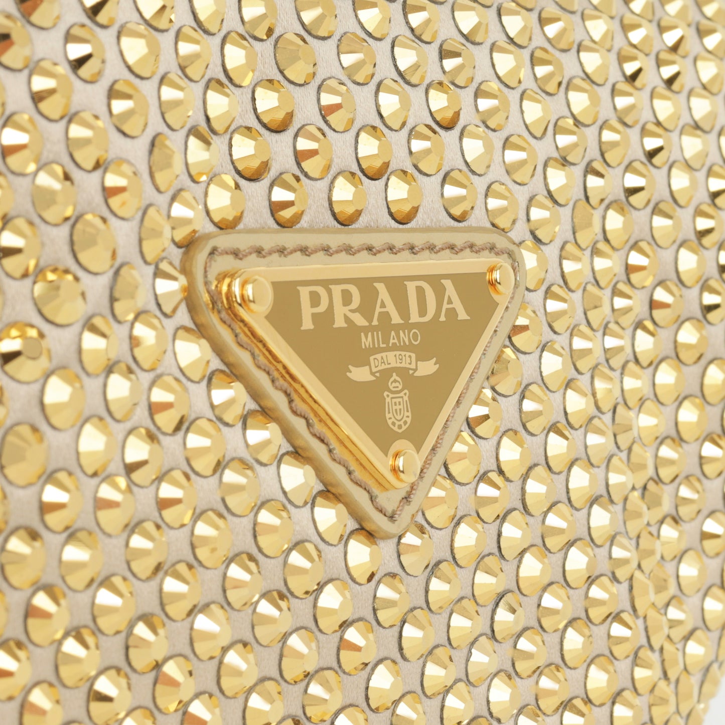 Prada Triangle - Gold Satin & Crystal | Gold Hardware
