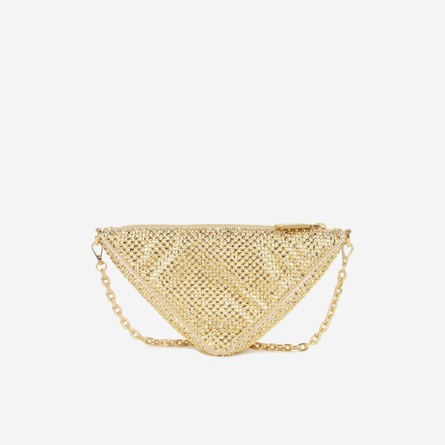 Prada Triangle - Gold Satin & Crystal | Gold Hardware