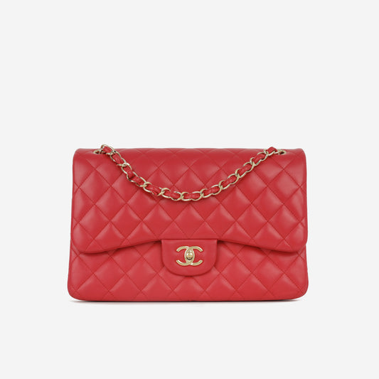 Chanel Classic Flap Bag - Raspberry Lambskin | Champagne Gold Hardware