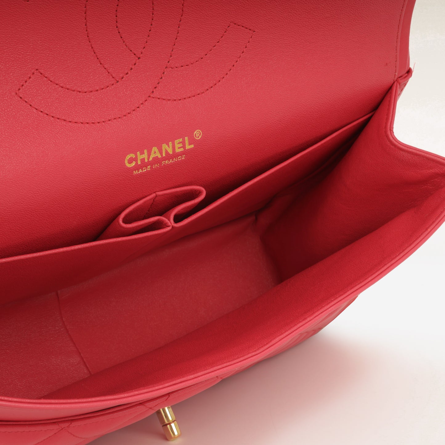 Chanel Classic Flap Bag - Raspberry Lambskin | Champagne Gold Hardware