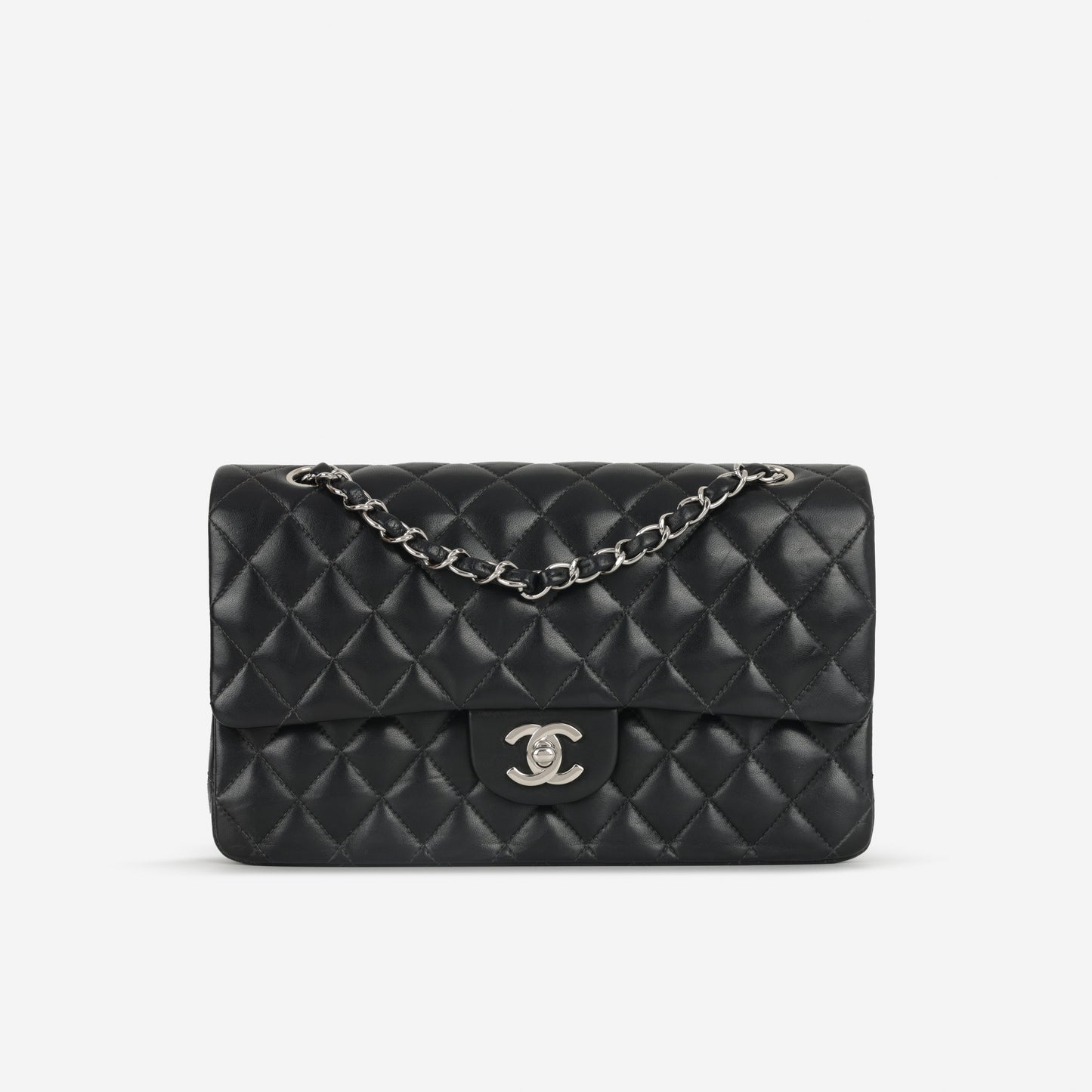Chanel Medium Classic Flap - Black Lambskin | Silver Hardware
