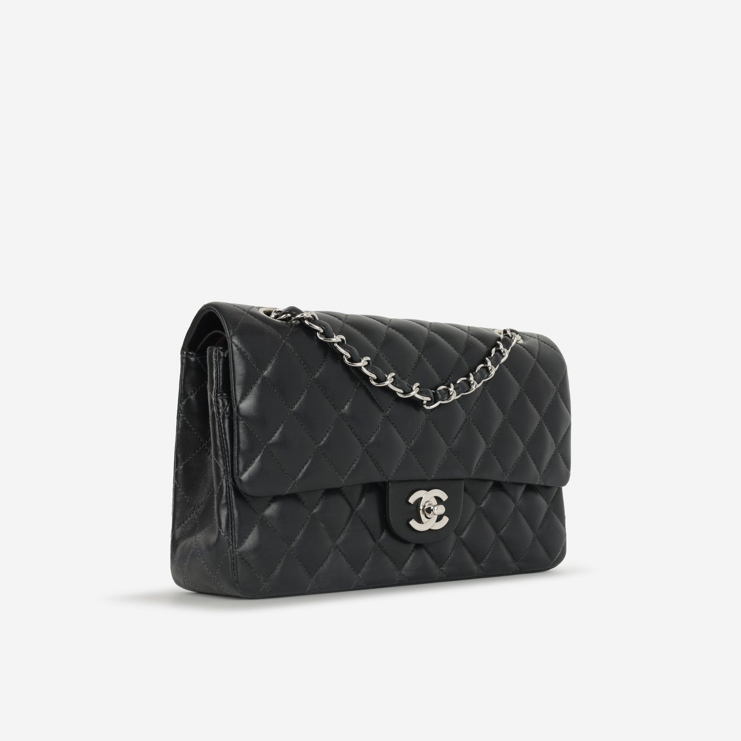Chanel Medium Classic Flap - Black Lambskin | Silver Hardware
