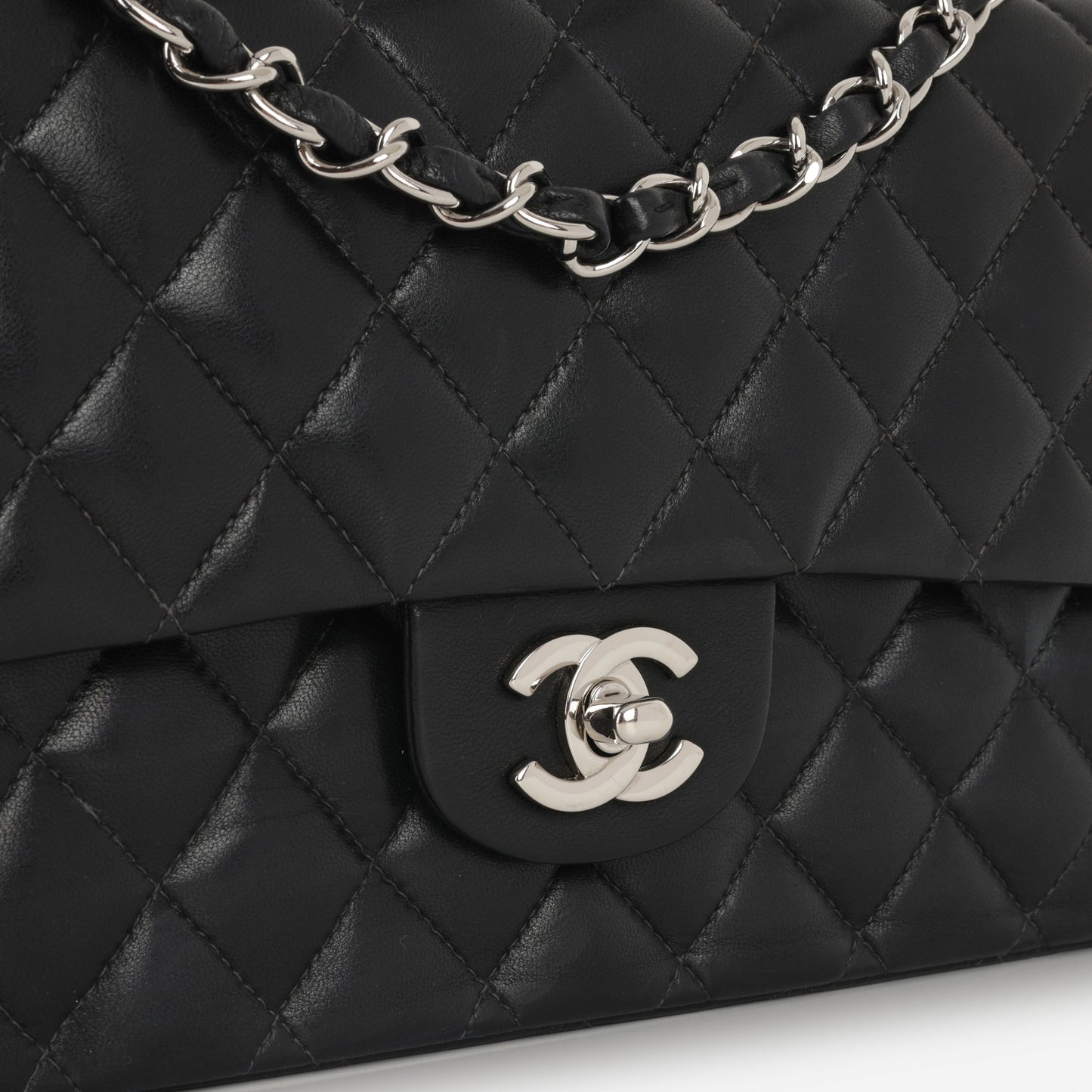 Chanel Medium Classic Flap - Black Lambskin | Silver Hardware