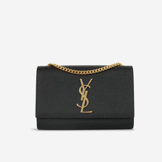 Saint Laurent Small Kate - Black Grained Leather | Gold Hardware