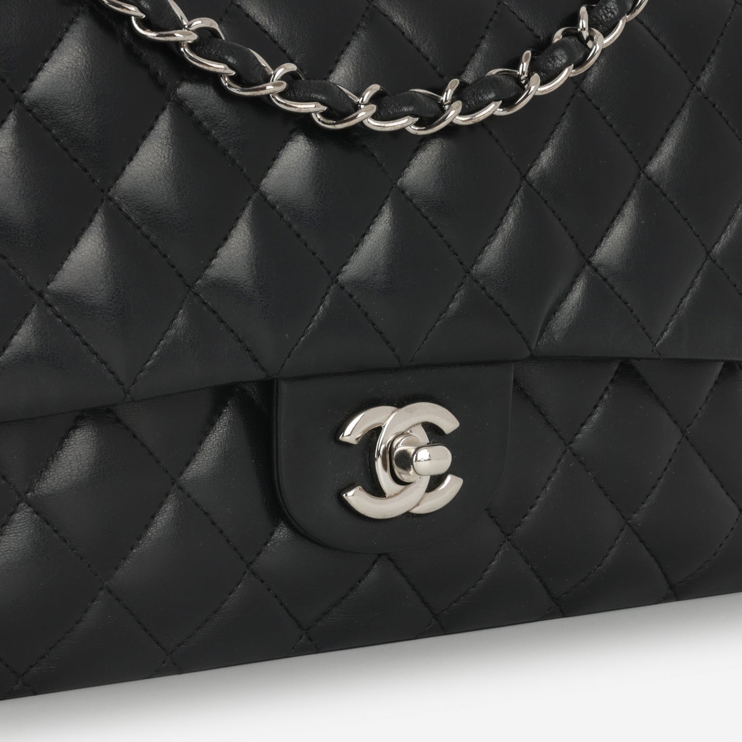 Chanel Medium Classic Flap - Black Lambskin | Silver Hardware