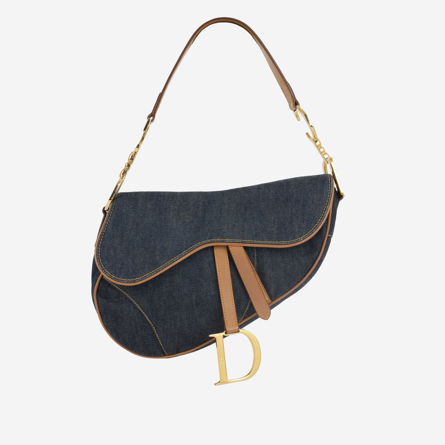 Dior Vintage Saddle Bag - Indigo Denim / Tan Calfskin | Gold Hardware