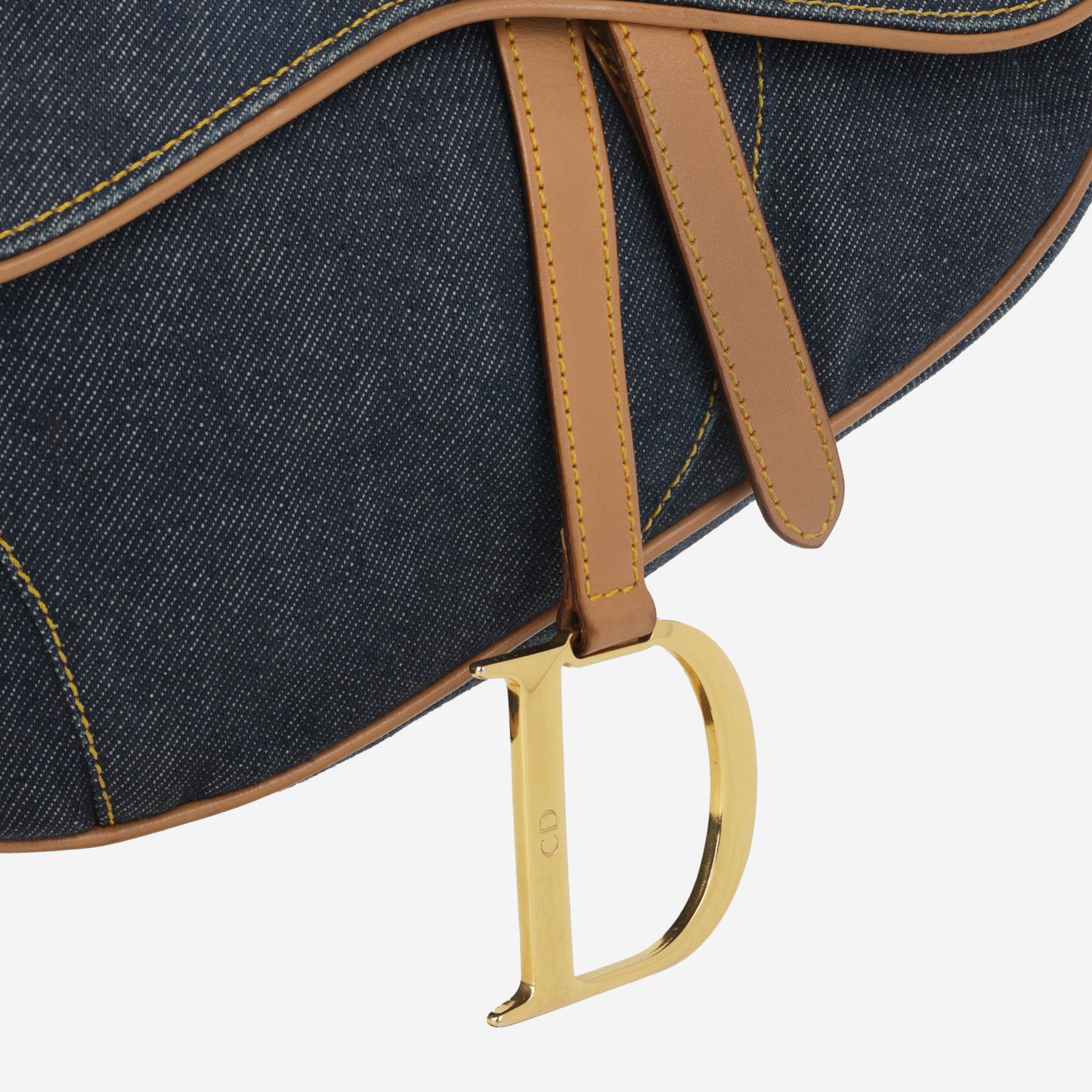 Dior Vintage Saddle Bag - Indigo Denim / Tan Calfskin | Gold Hardware