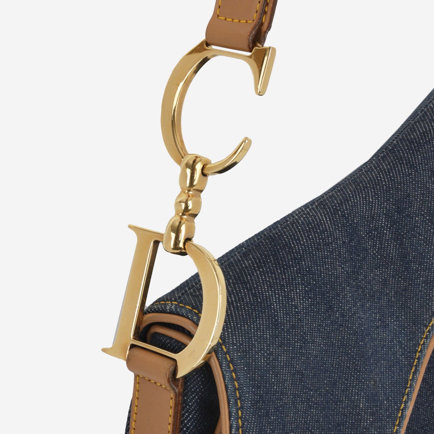 Dior Vintage Saddle Bag - Indigo Denim / Tan Calfskin | Gold Hardware