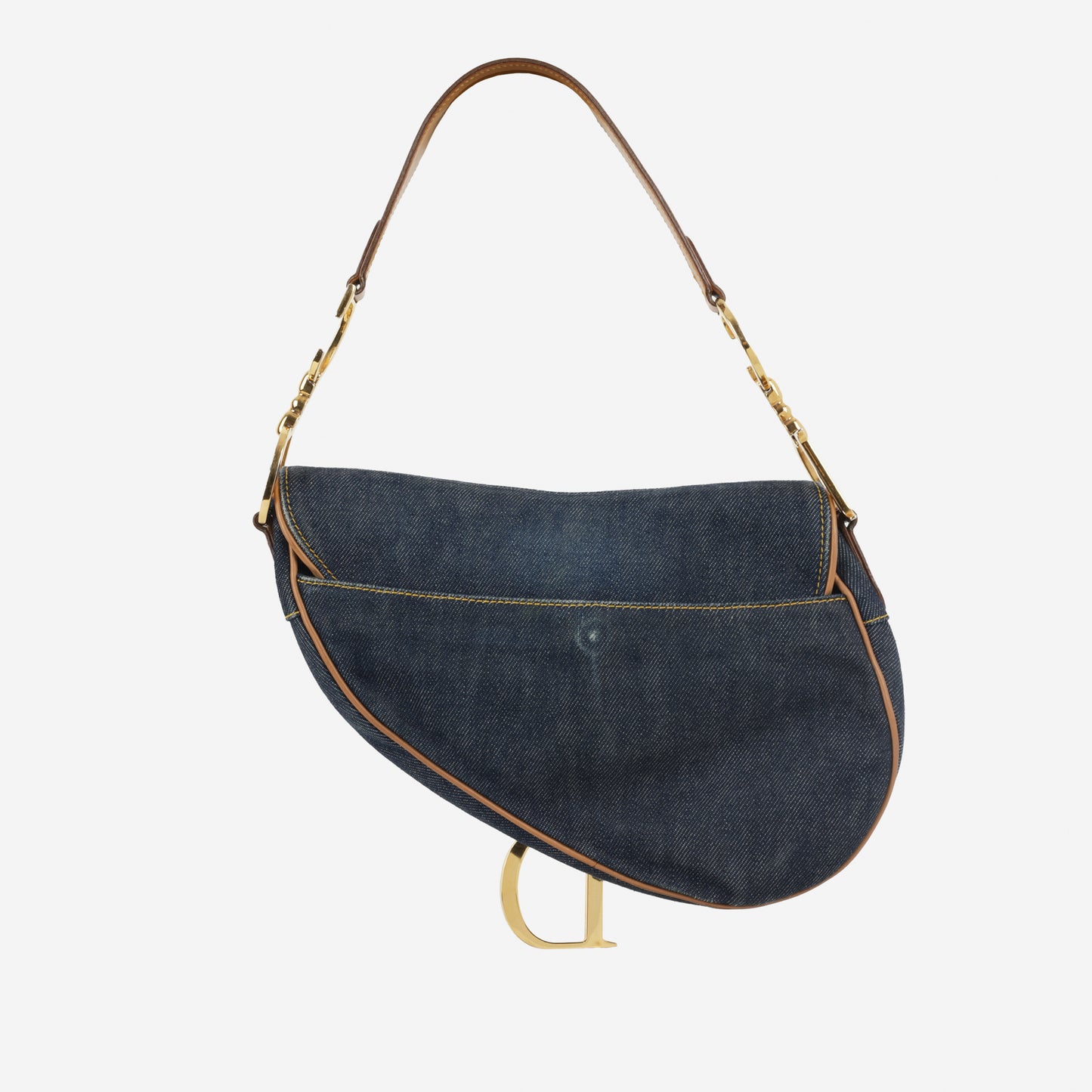 Dior Vintage Saddle Bag - Indigo Denim / Tan Calfskin | Gold Hardware