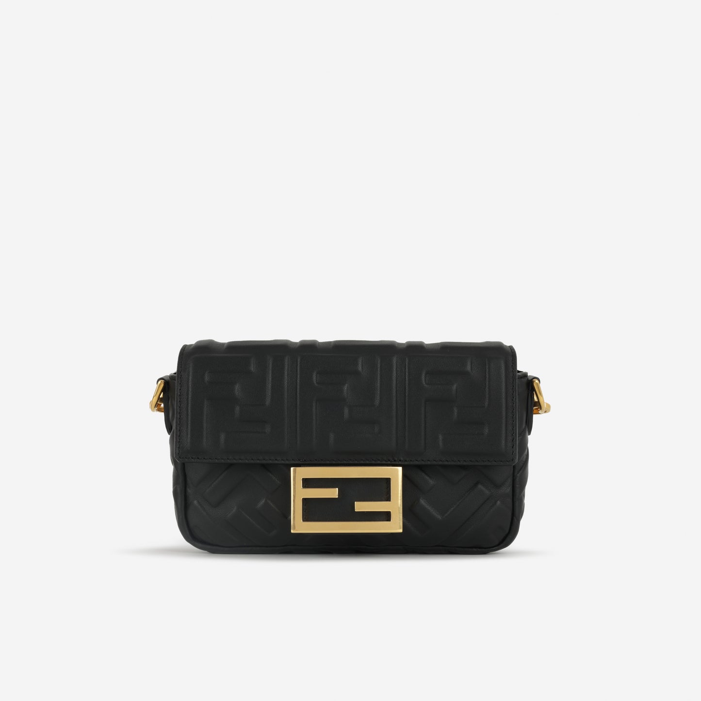 Fendi Mini Baguette Bag - Black Nappa Leather | Gold Hardware
