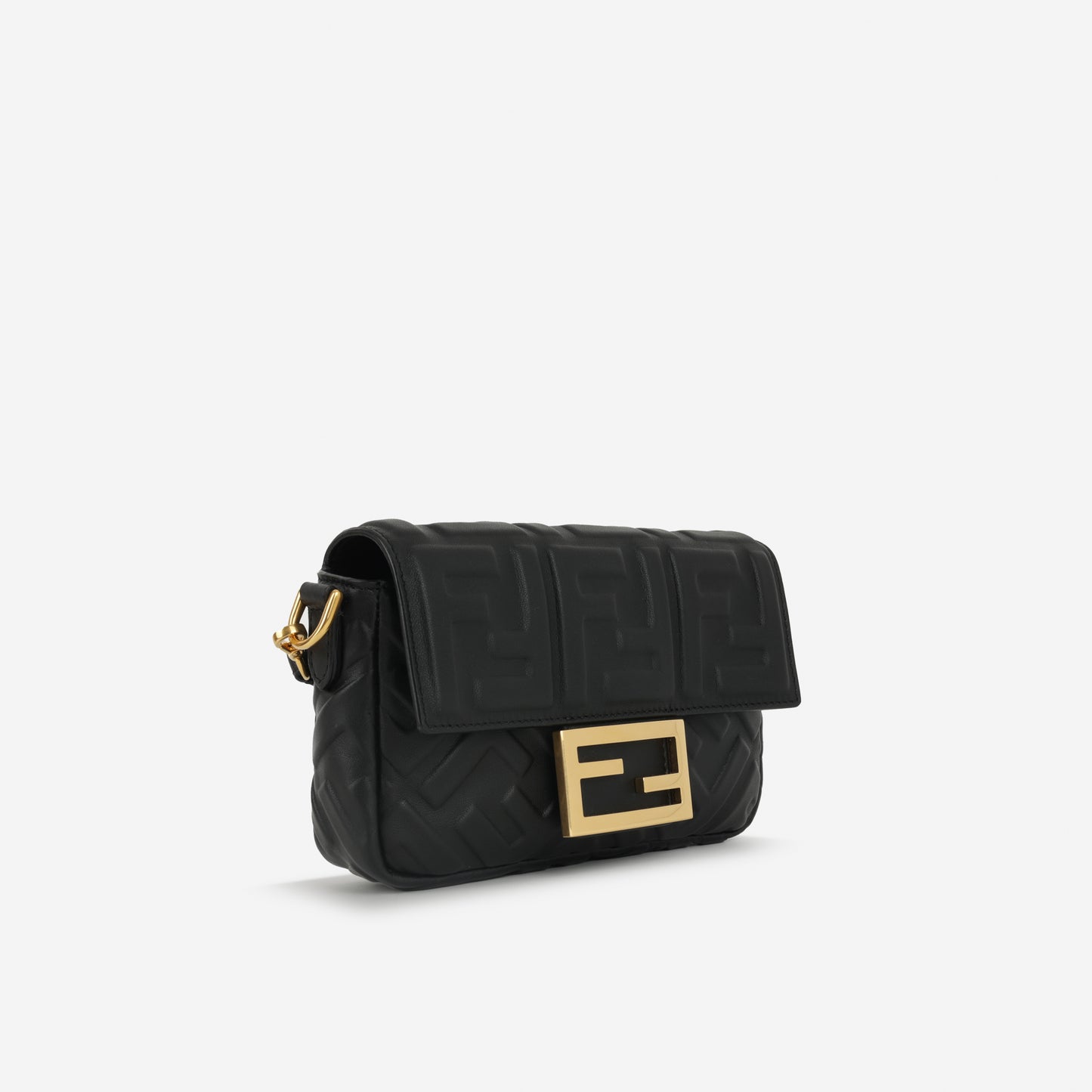 Fendi Mini Baguette Bag - Black Nappa Leather | Gold Hardware