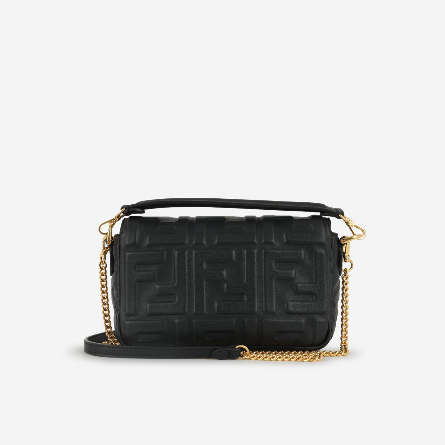 Fendi Mini Baguette Bag - Black Nappa Leather | Gold Hardware