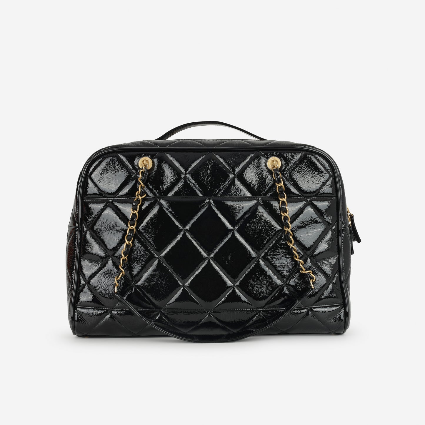 Chanel 2024/25 Métiers d'art Suitcase - Black Patent Crumpled Calfskin | Gold Hardware