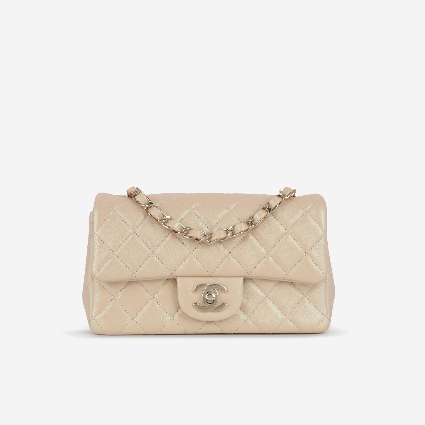 Chanel Mini Rectangular - Pearlescent Beige Lambskin | Champagne Gold Hardware
