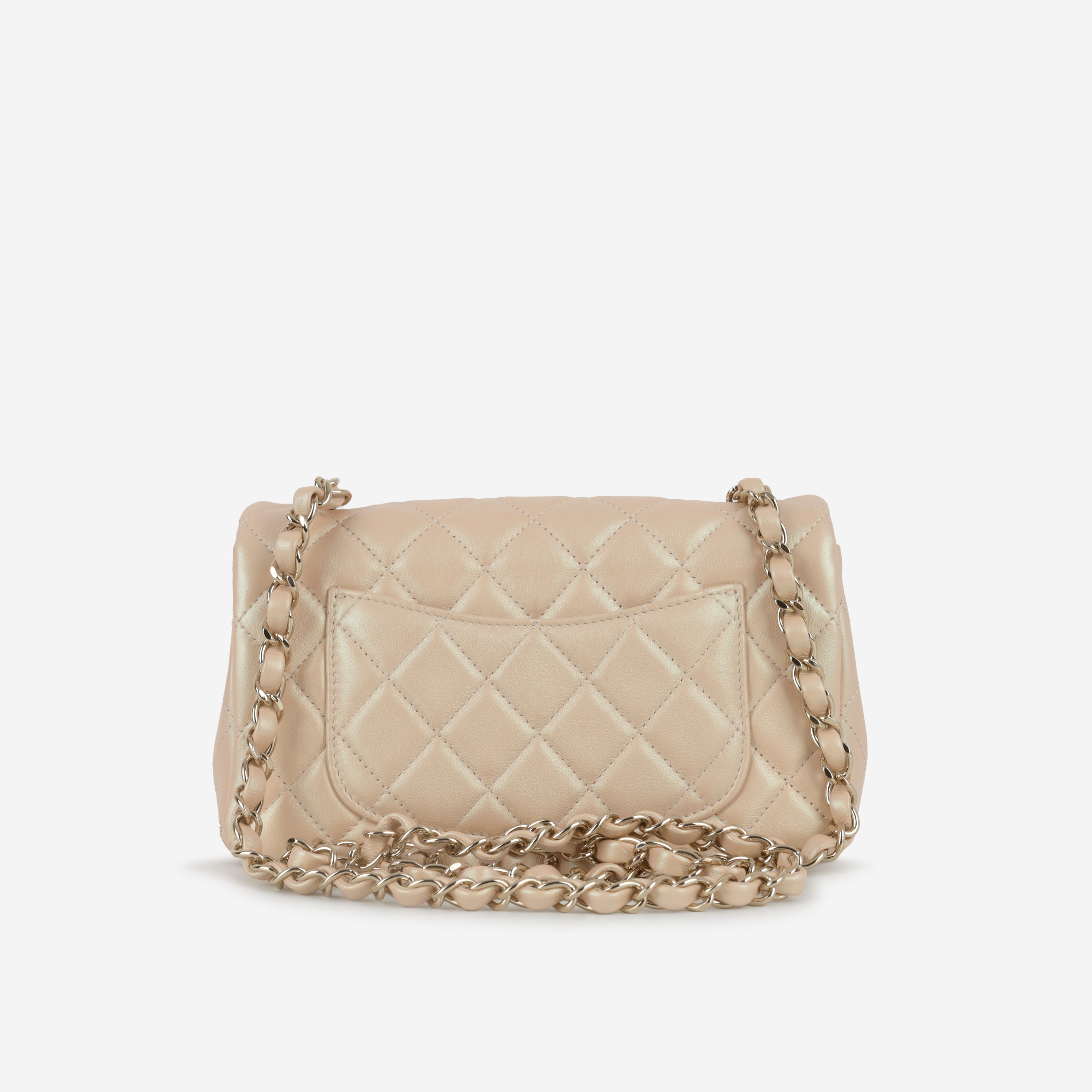 Chanel Mini Rectangular - Pearlescent Beige Lambskin | Champagne