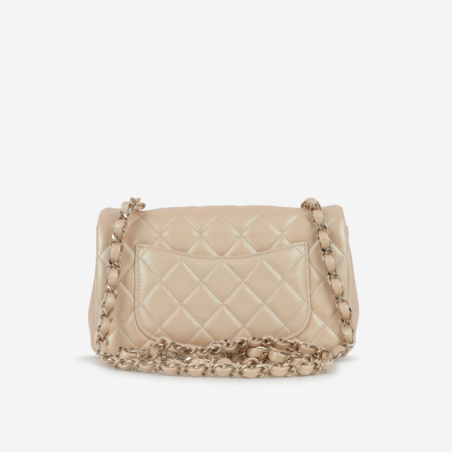Chanel Mini Rectangular - Pearlescent Beige Lambskin | Champagne Gold Hardware