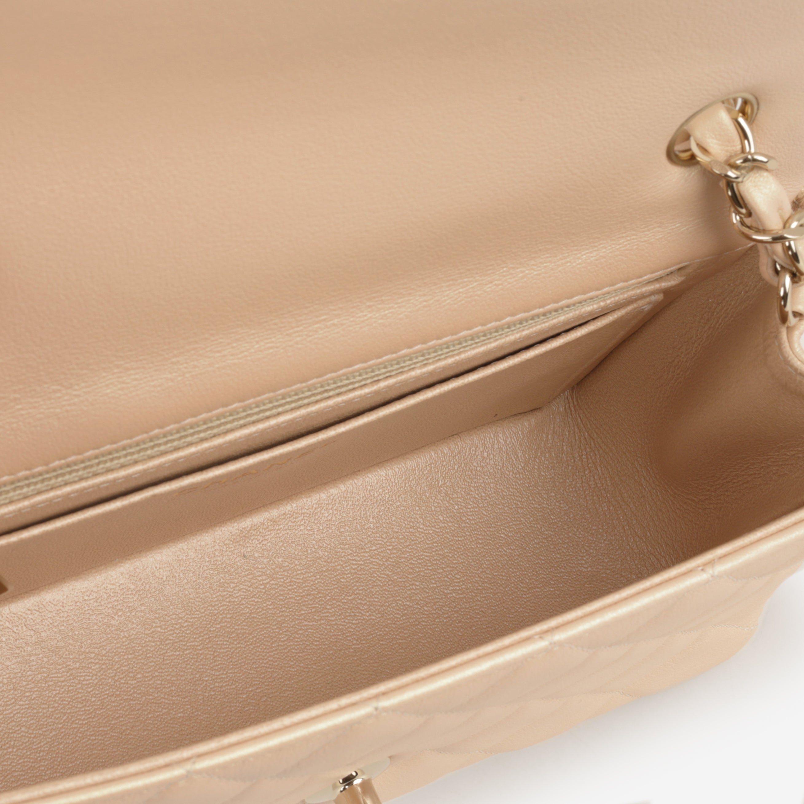 Chanel Mini Rectangular - Pearlescent Beige Lambskin | Champagne