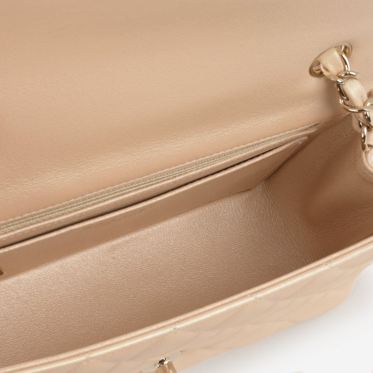 Chanel Mini Rectangular - Pearlescent Beige Lambskin | Champagne Gold Hardware