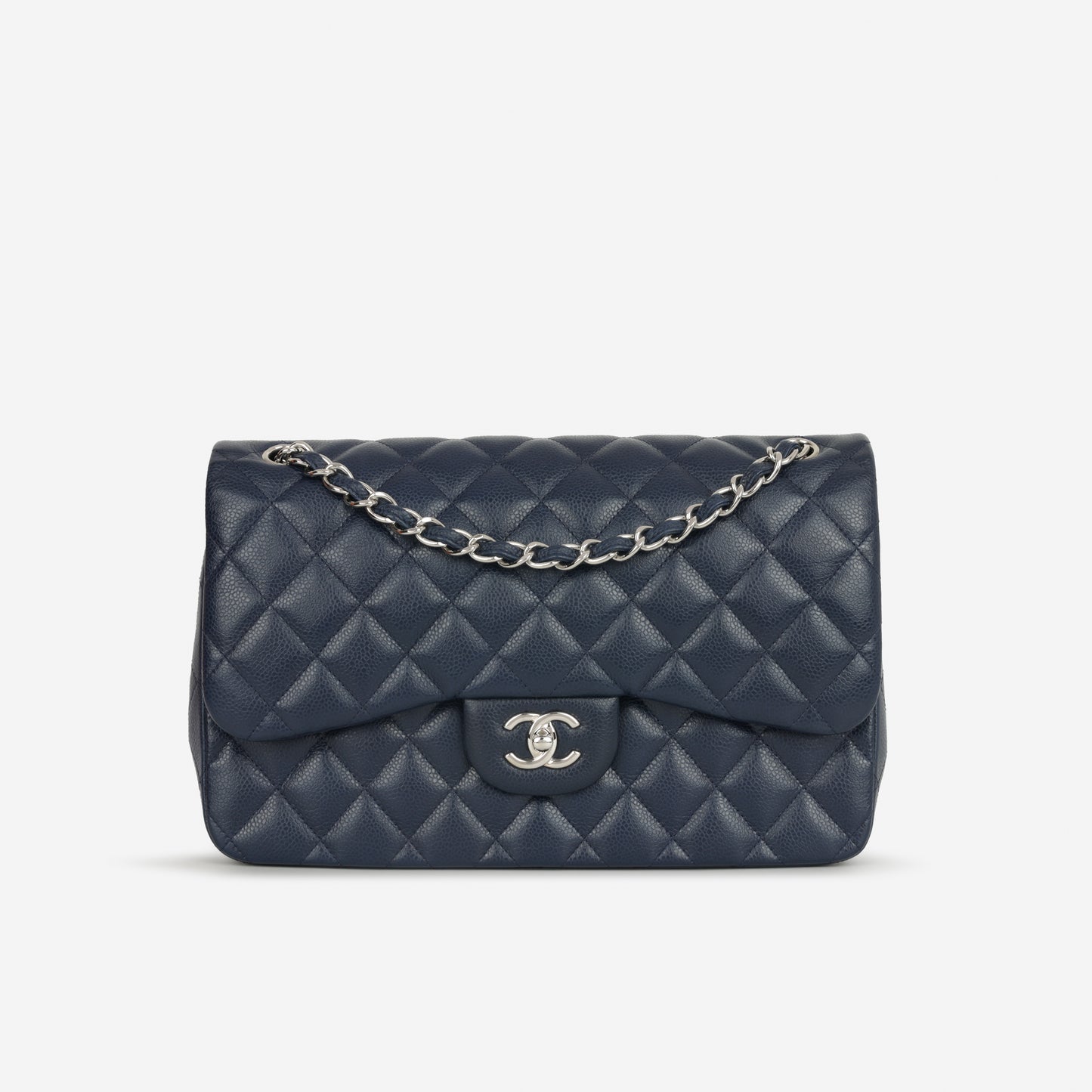 Chanel Classic Jumbo Double Flap - Navy Caviar | Silver Hardware