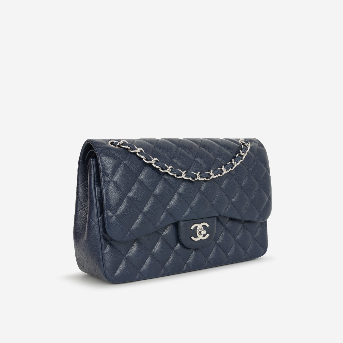 Chanel Classic Jumbo Double Flap - Navy Caviar | Silver Hardware