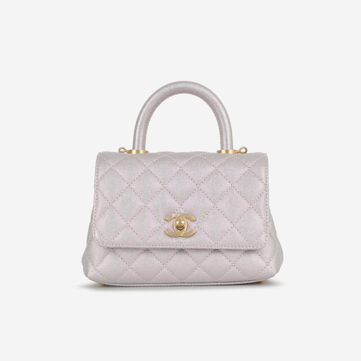 Chanel Mini Coco Handle - Iridescent Lilac Caviar | Champagne Gold Hardware