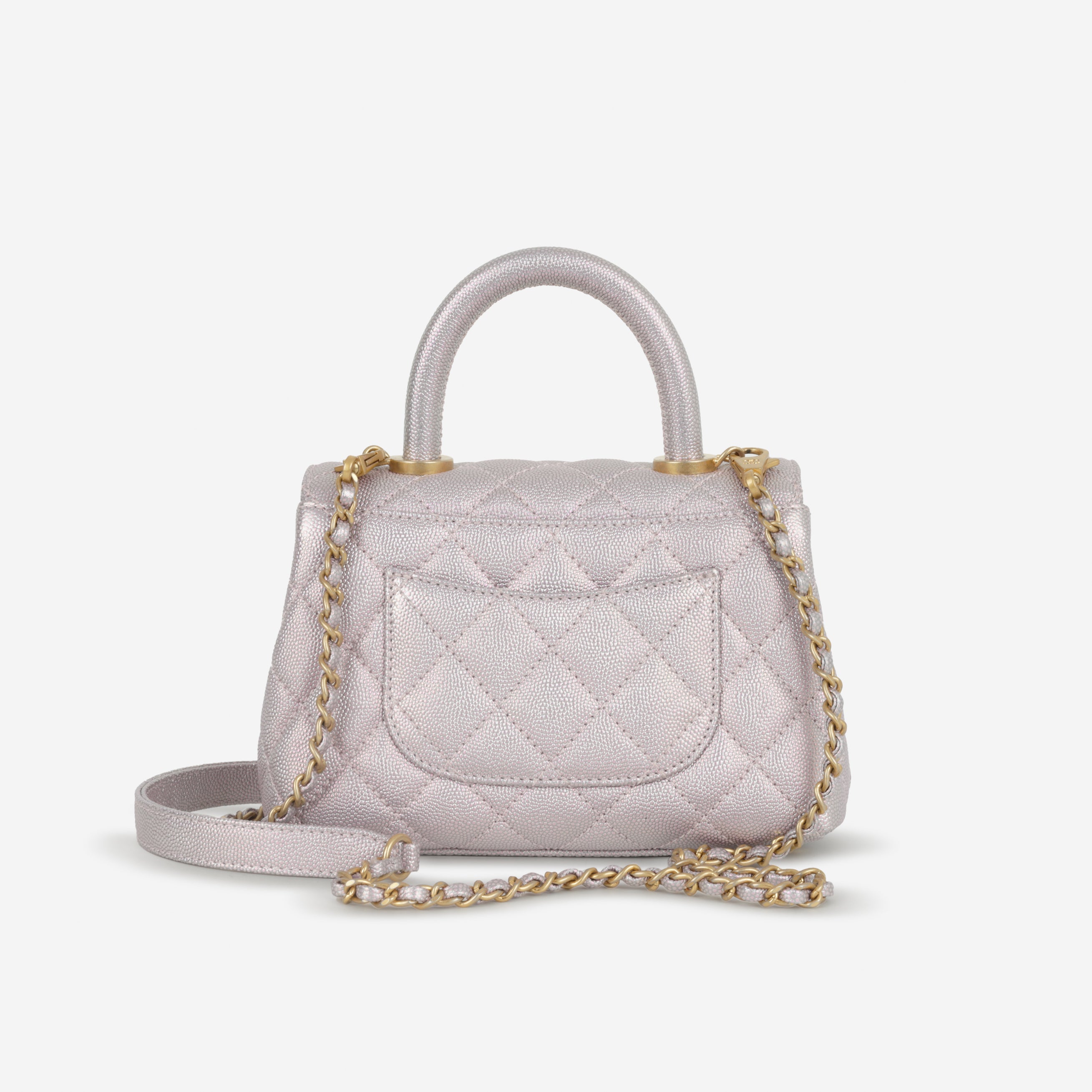 Chanel Mini Coco Handle - Iridescent Lilac Caviar | Champagne Gold