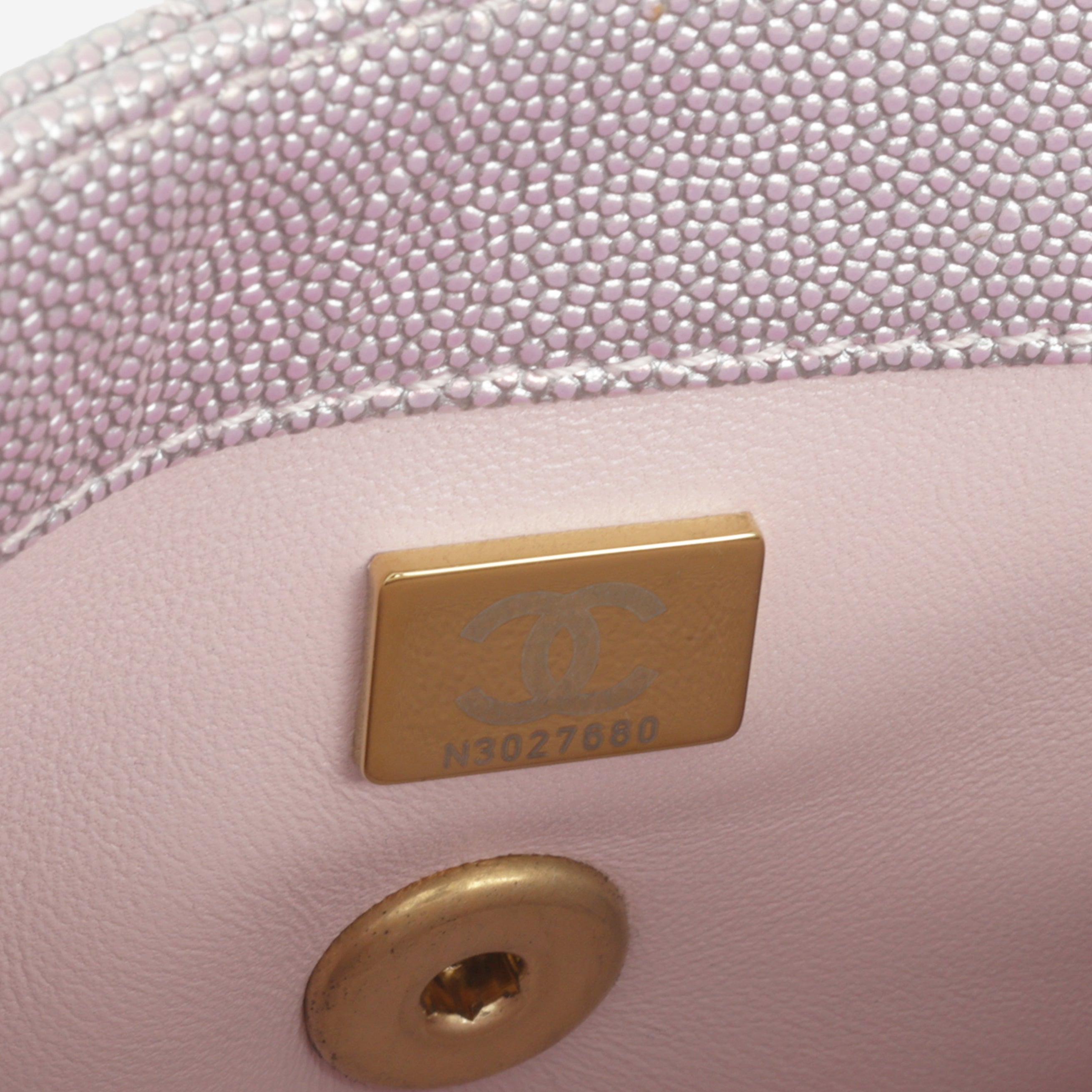 Chanel Mini Coco Handle - Iridescent Lilac Caviar | Champagne Gold