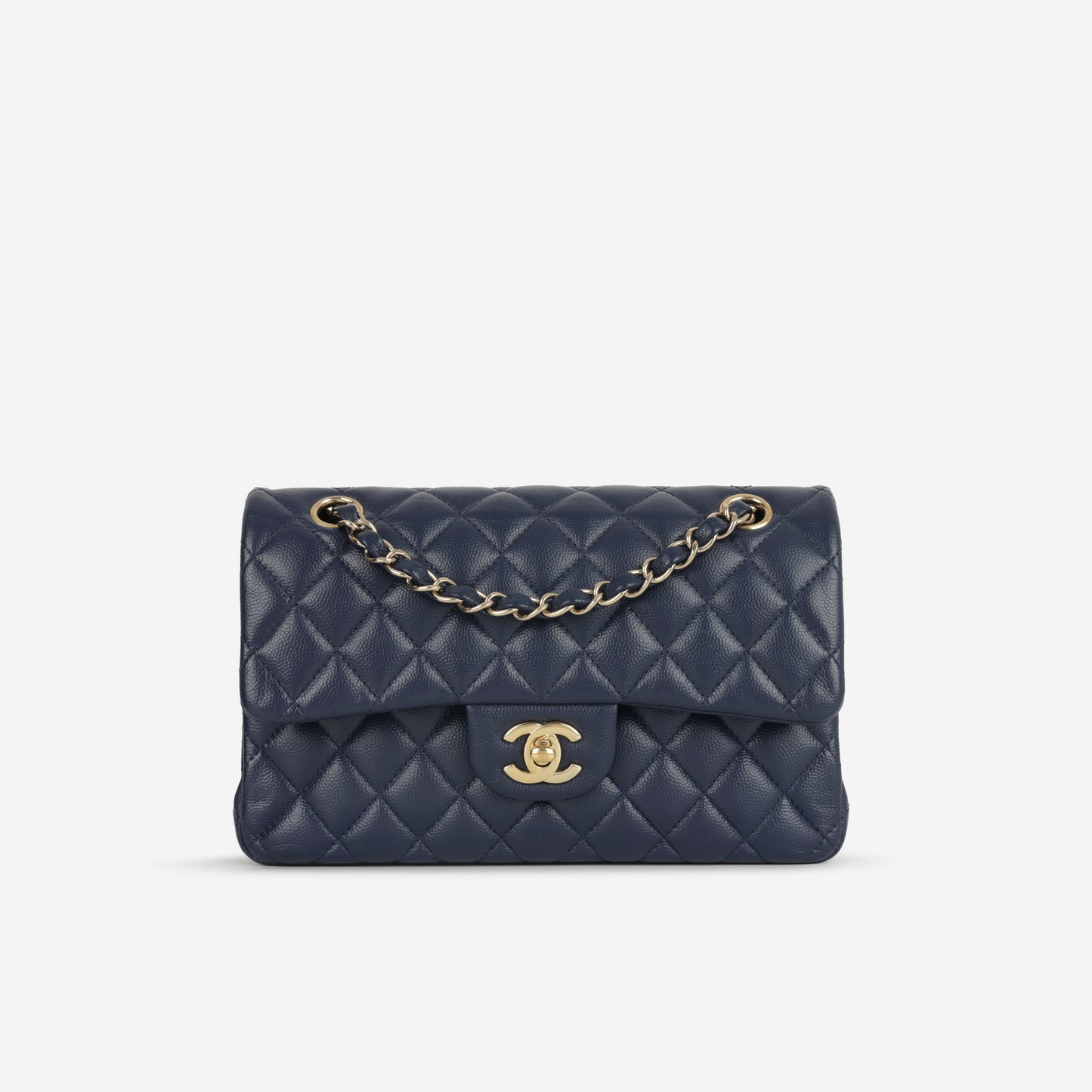 Chanel Small Classic Flap - Navy Caviar | Champagne Gold Hardware