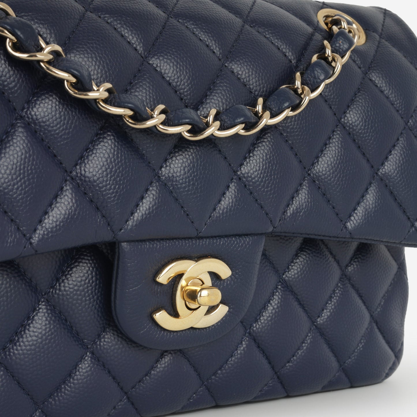 Chanel Small Classic Flap - Navy Caviar | Champagne Gold Hardware