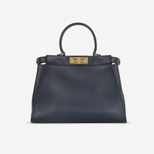 Fendi Medium Peekaboo - Navy Lambskin | Gold Hardware