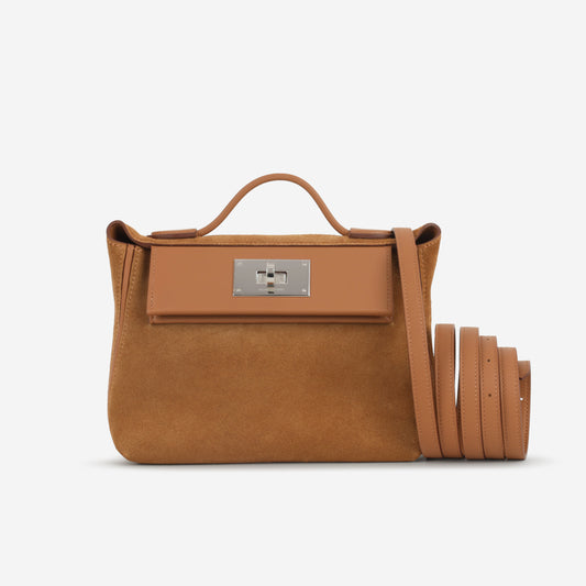 Hermès Mini 24/24 - Gold Grizzly Swift  | Palladium Hardware