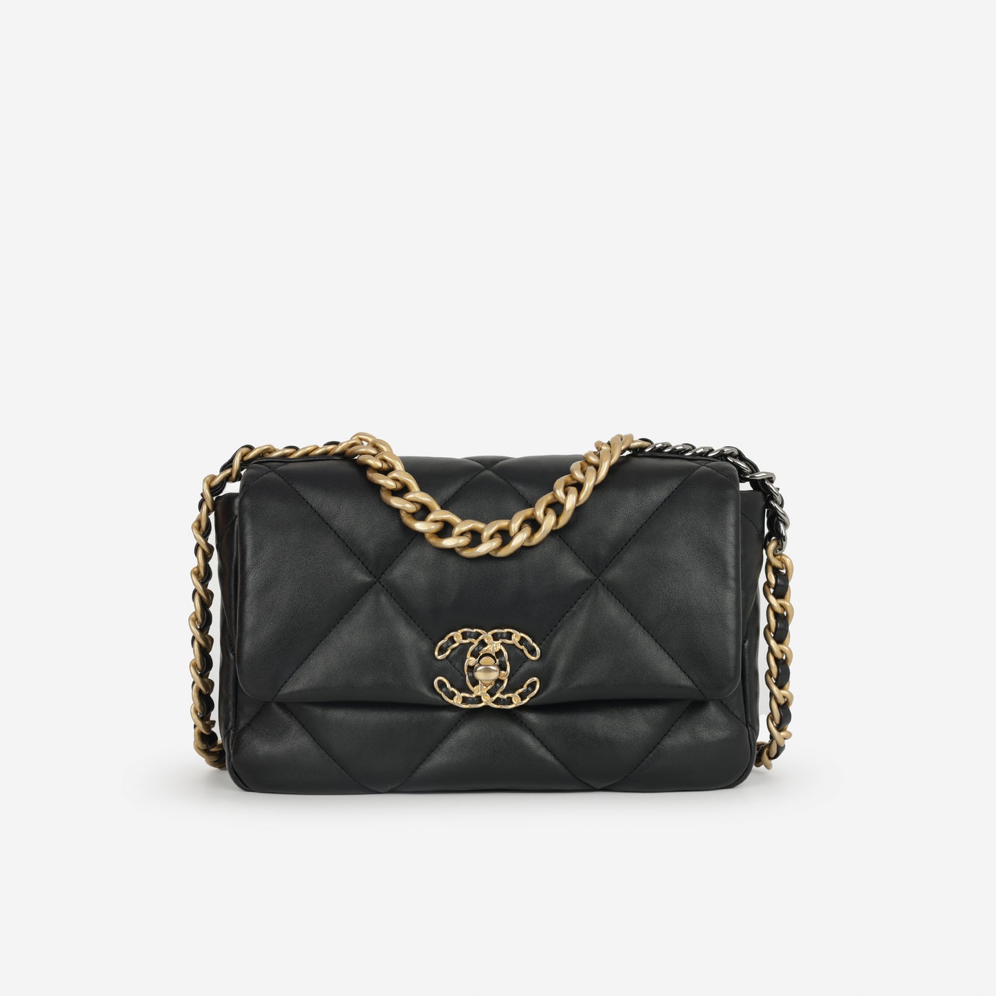 Chanel Small 19 Flap Bag - Black Lambskin | Gold & Silver Hardware