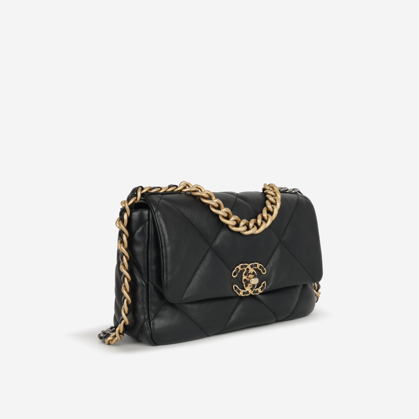 Chanel Small 19 Flap Bag - Black Lambskin | Gold & Silver Hardware