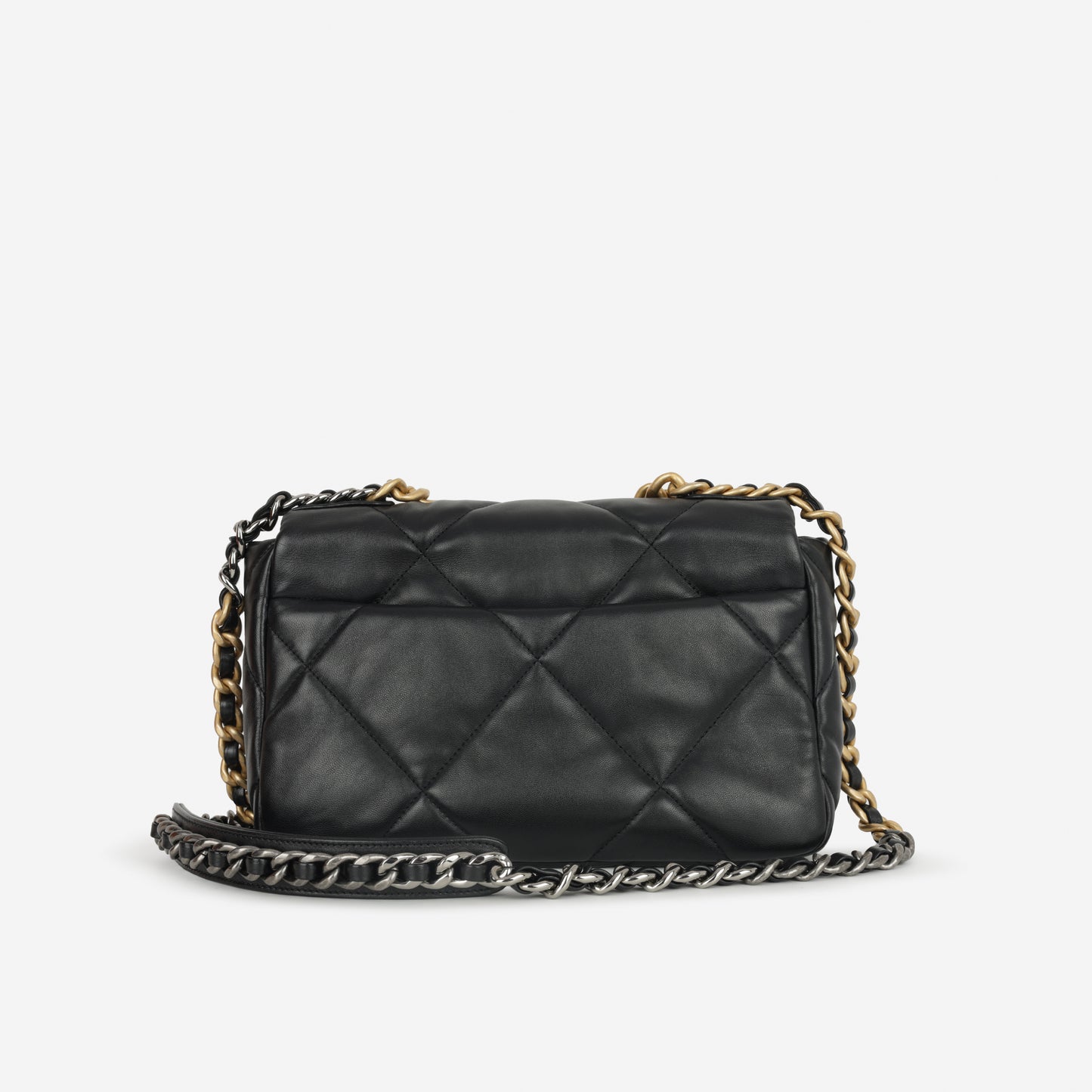 Chanel Small 19 Flap Bag - Black Lambskin | Gold & Silver Hardware