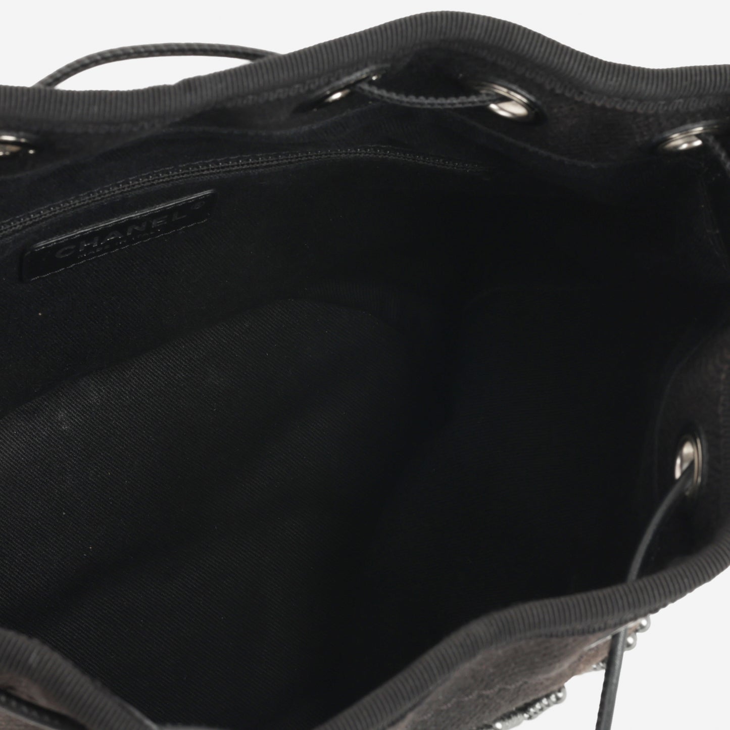 Chanel Deauville Drawstring Bucket Bag - Black Canvas | Silver Hardware