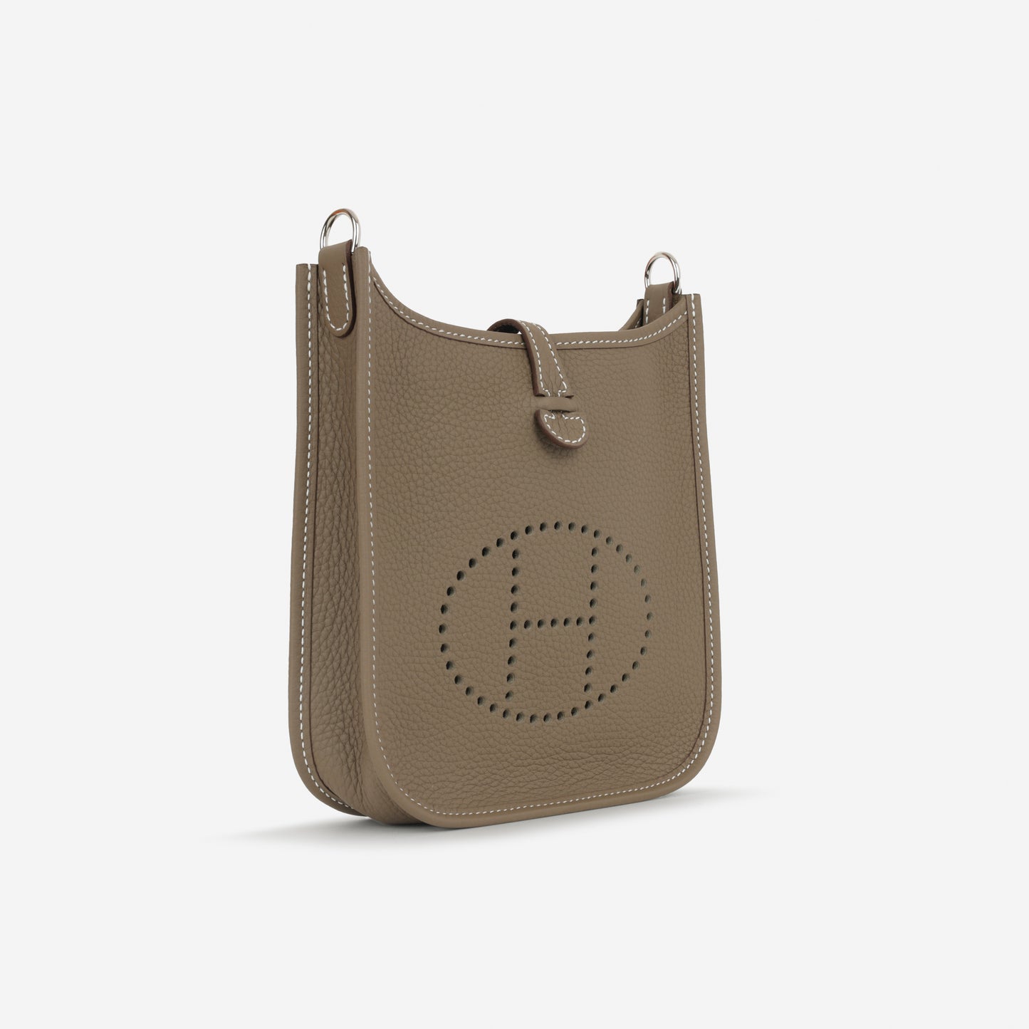 Hermès Mini Evelyne - Etoupe Clemence / Bleu Indigo Strap | Palladium Hardware