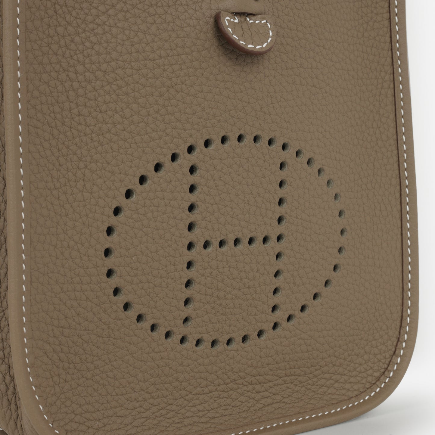 Hermès Mini Evelyne - Etoupe Clemence / Bleu Indigo Strap | Palladium Hardware