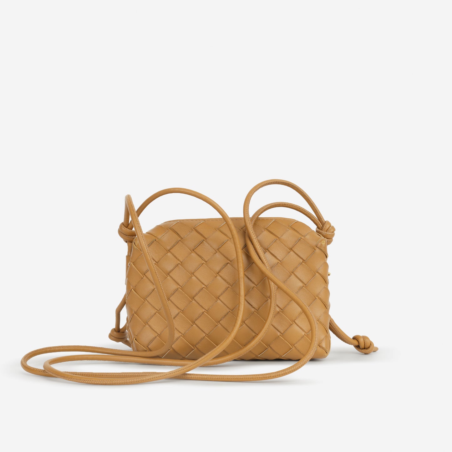 Bottega Veneta Mini Loop Camera Bag - Tan Intrecciato | Gold Hardware