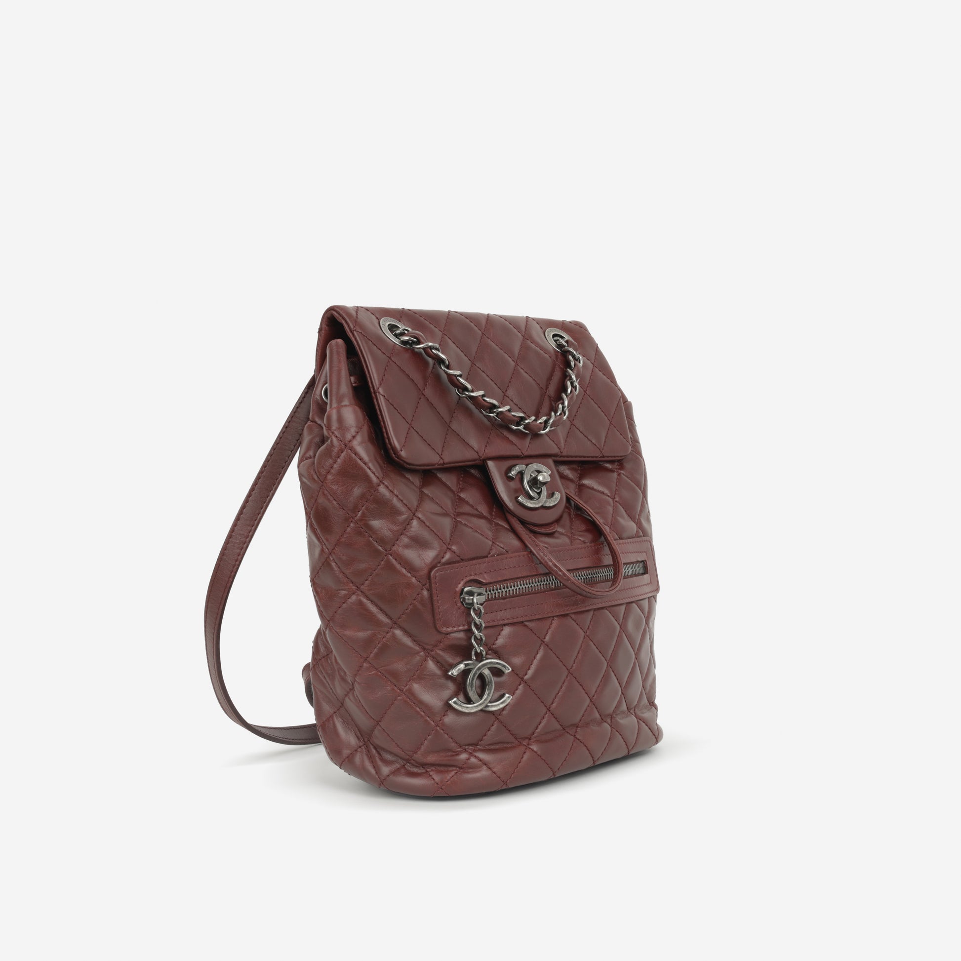 Chanel Mountain Backpack - Burgundy Calfskin | Ruthenium Hardware - Bagista